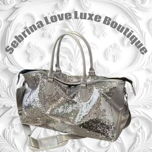 Sparkly Silver Sequin Women's Overnight Bag
